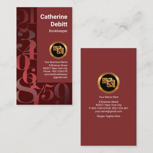 赤字財務番号簿記 名刺 (正面/裏面)