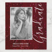 赤宇宙グリッターパーソナライズされた写真卒業 ワインラベル (シングルラベル)