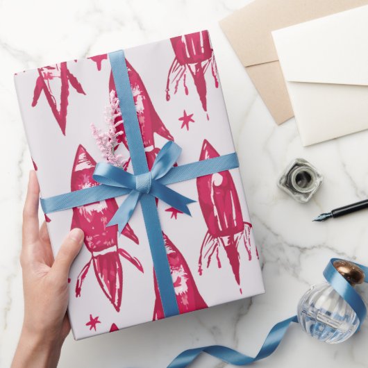 赤宇宙ロケット ラッピングペーパー (ギフト)