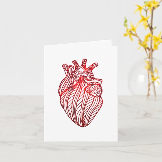 赤実在ハート カード (黄色い花)