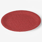 赤実在織ルックデザイン ペーパープレート (アングル)