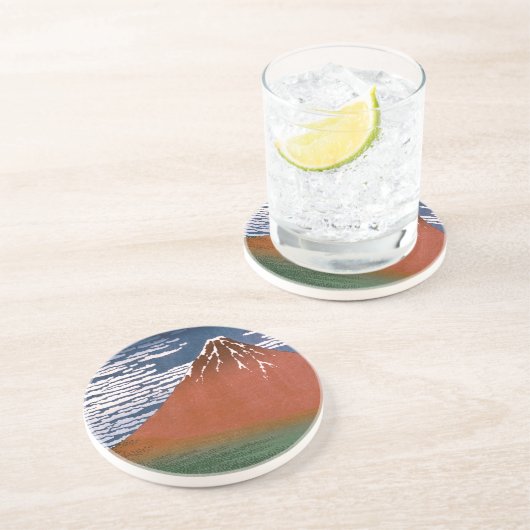 赤富士、赤富士山火山葛飾北斎 コースター (側面)