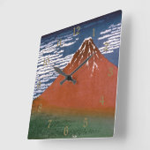赤富士、赤富士山火山葛飾北斎 スクエア壁時計 (傾斜)