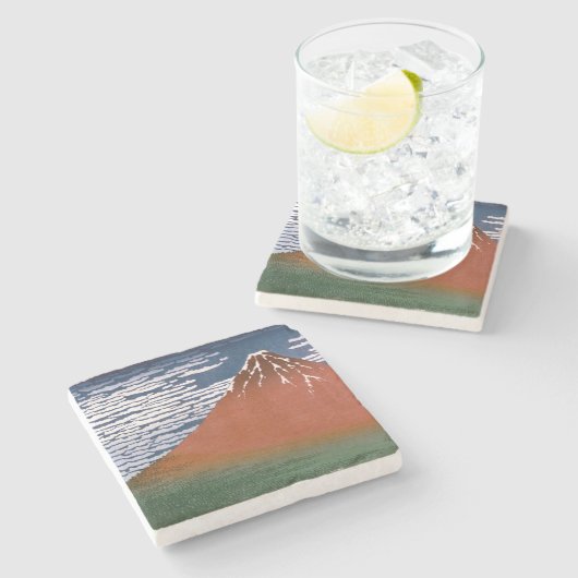 赤富士、赤富士山火山葛飾北斎 ストーンコースター (横)