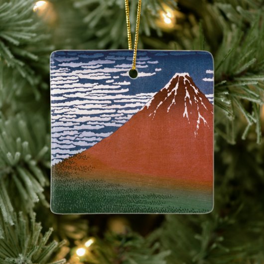 赤富士、赤富士山火山葛飾北斎 セラミックオーナメント (ツリー)