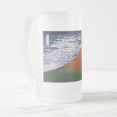 赤富士、赤富士山火山葛飾北斎 フロストグラスビールジョッキ (正面左)