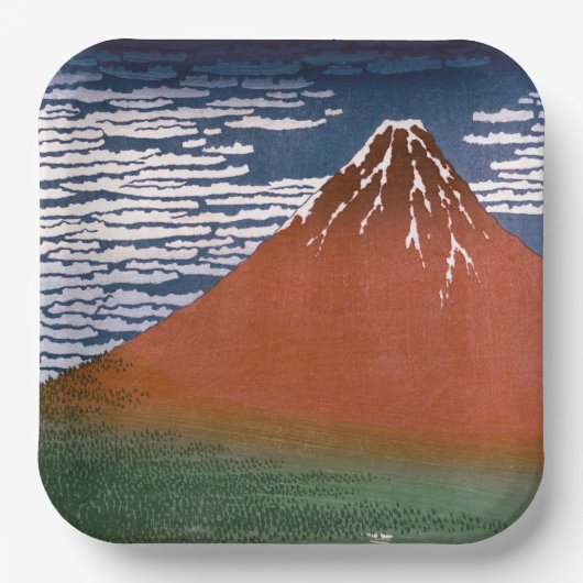 赤富士、赤富士山火山葛飾北斎 ペーパープレート (正面)