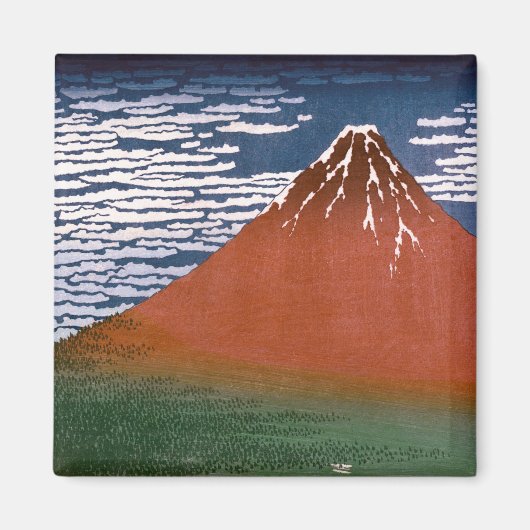 赤富士、赤富士山火山葛飾北斎 マグネット (正面)