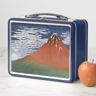 赤富士、赤富士山火山葛飾北斎 メタルランチボックス