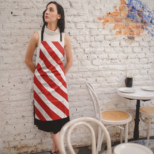 赤対角ストライプ線 エプロン