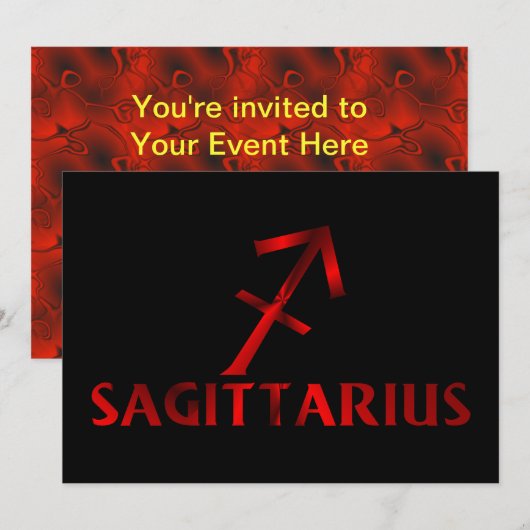 赤射手座占星術記号 招待状 (正面/裏面)