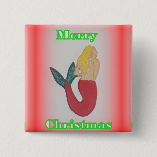 赤尾の金髪の人魚のクリスマスボタン 缶バッジ (正面)