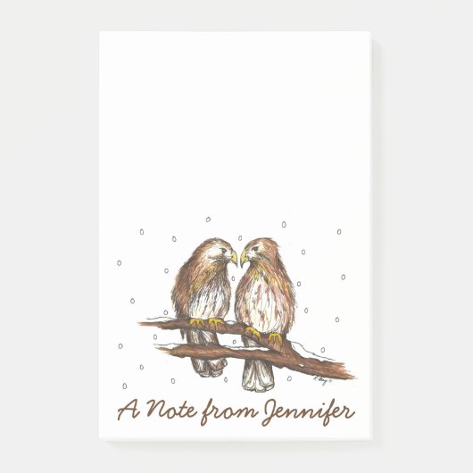 赤尾パーソナライズされた鷹の鳥のロベバードのポスト ポストイット (正面)