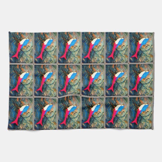 赤尾マーメイド模様 キッチンタオル (横)