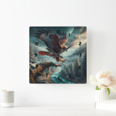 赤尾威厳のあるの鷹の襲来 スクエア壁時計 (ホーム)