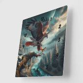 赤尾威厳のあるの鷹の襲来 スクエア壁時計 (傾斜)