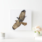 赤尾鷹の鳥野生動物の壁時計 スクエア壁時計 (ホーム)