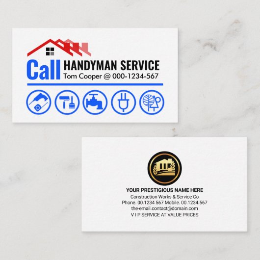 赤屋根の呼び出し便利屋 名刺 (正面/裏面)