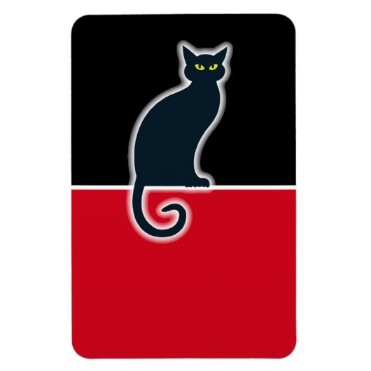 赤屋根のOPUS黒猫 マグネット (縦)
