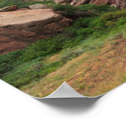 赤岩を取り囲む岩層と岩場 ポスター (角)