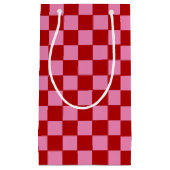 赤市松模様にとホットピンク スモールペーパーバッグ (正面)