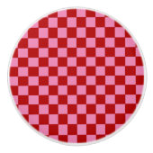 赤市松模様にとホットピンク セラミックノブ (正面)