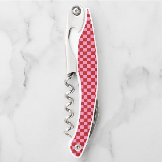 赤市松模様にとホットピンク ソムリエナイフ (正面)