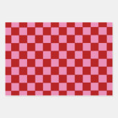 赤市松模様にとホットピンク ラッピングペーパーシート (正面2)