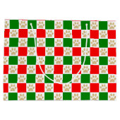 赤市松模様にと緑のクリスマスをプリント ラージペーパーバッグ (裏面)