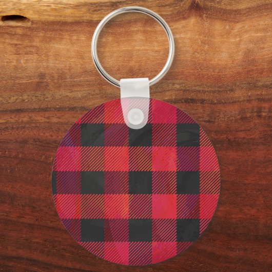 赤市松模様にと黒の格子縞 キーホルダー (正面)