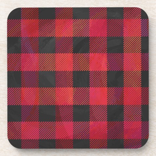赤市松模様にと黒の格子縞 コースター (正面)