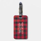 赤市松模様にと黒の格子縞 ラゲッジタグ (裏面縦)