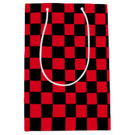 赤市松模様にと黒 ミディアムペーパーバッグ