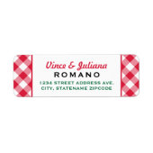 赤市松模様にイタリアン結婚差出人住所 ラベル (正面)