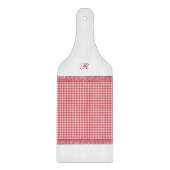 赤市松模様にイニシャル カッティングボード (正面)