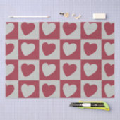 赤市松模様にグレーラブハート市松模様に 薄葉紙 (クラフト)