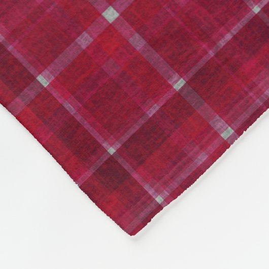 赤市松模様にタータンチェック フリースブランケット (角)