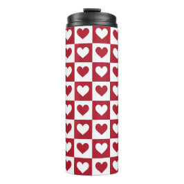 赤市松模様にハートかわいいバレンタインデー タンブラー