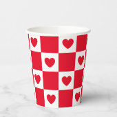 赤市松模様にハート 紙コップ (左)