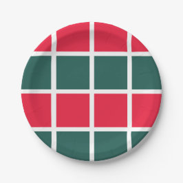 赤市松模様に緑市松模様にパーティー ペーパープレート