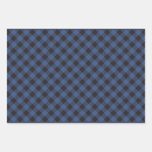 赤市松模様に青緑バッファロープレイド ラッピングペーパーシート (正面3)