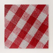 赤市松模様に:布のテーブルクロス。 ジグソーパズル (横)