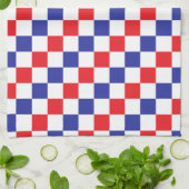 赤市松模様に、白、青 キッチンタオル (折り畳み)