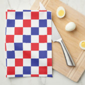 赤市松模様に、白、青 キッチンタオル (四つ折り)