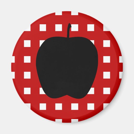 赤市松模様にApple Silhouette マグネット (正面)