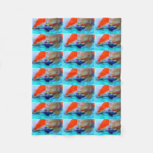 赤帆スクーナーフリースブランケット フリースブランケット (正面)