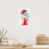 赤帽とドレスを着たポスター美人 ポスター (キッチン)