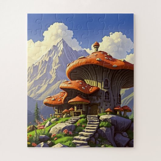 赤帽のキノコの家の子供たち ジグソーパズル (縦)