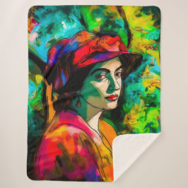 赤帽の女性 シェルパブランケット