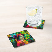 赤帽の女性 スクエアペーパーコースター (インサイチュ)